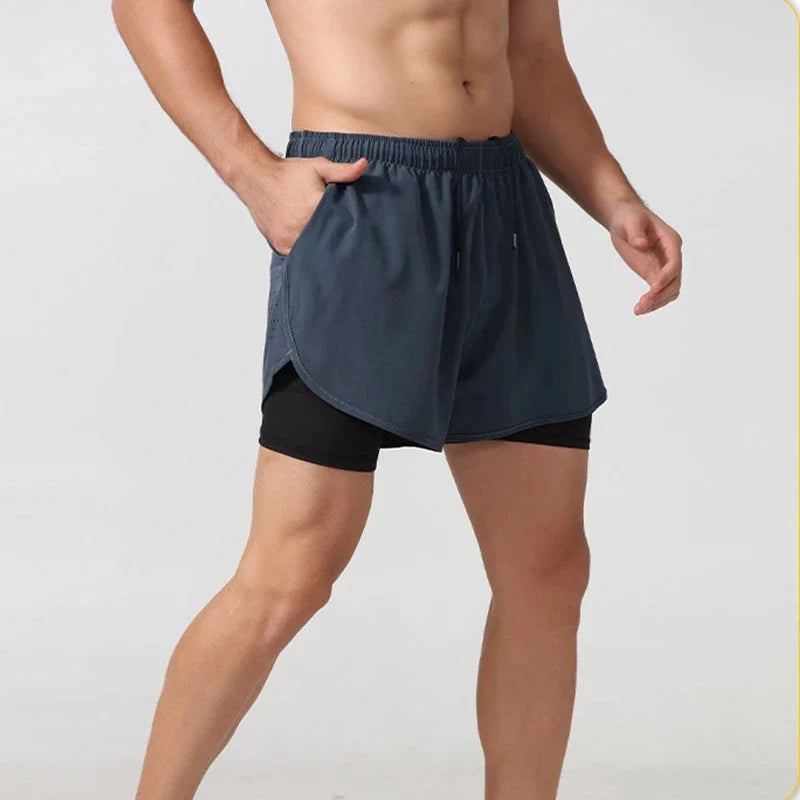 Shorts Masculino 2 em 1 MaxRun Ônix Sports Secagem Rápida e Camada Dupla - Ônix Sports